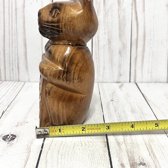 Hawaii Lucky Neko Cat Wood Carved 6" Figurine - Picture 8 of 8